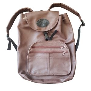 Rugged Outback brown faux leather backpack